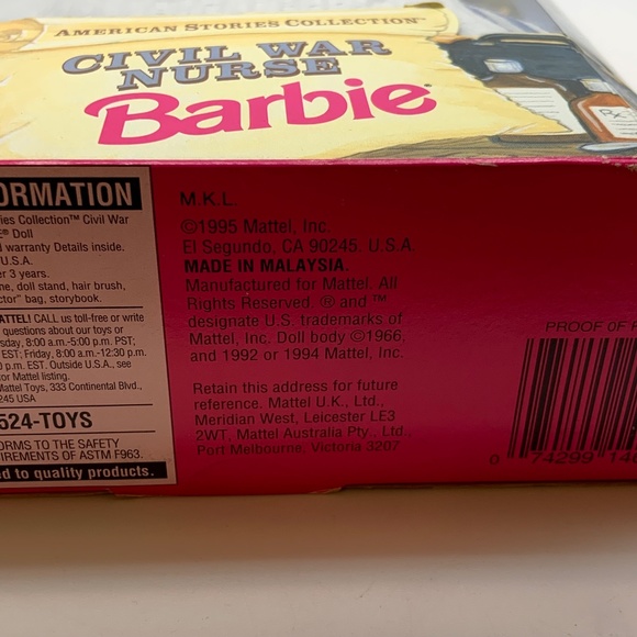 Vintage 1995 Civil War Nurse Barbie American Stories Collection Barbie Sealed - Picture 9 of 13